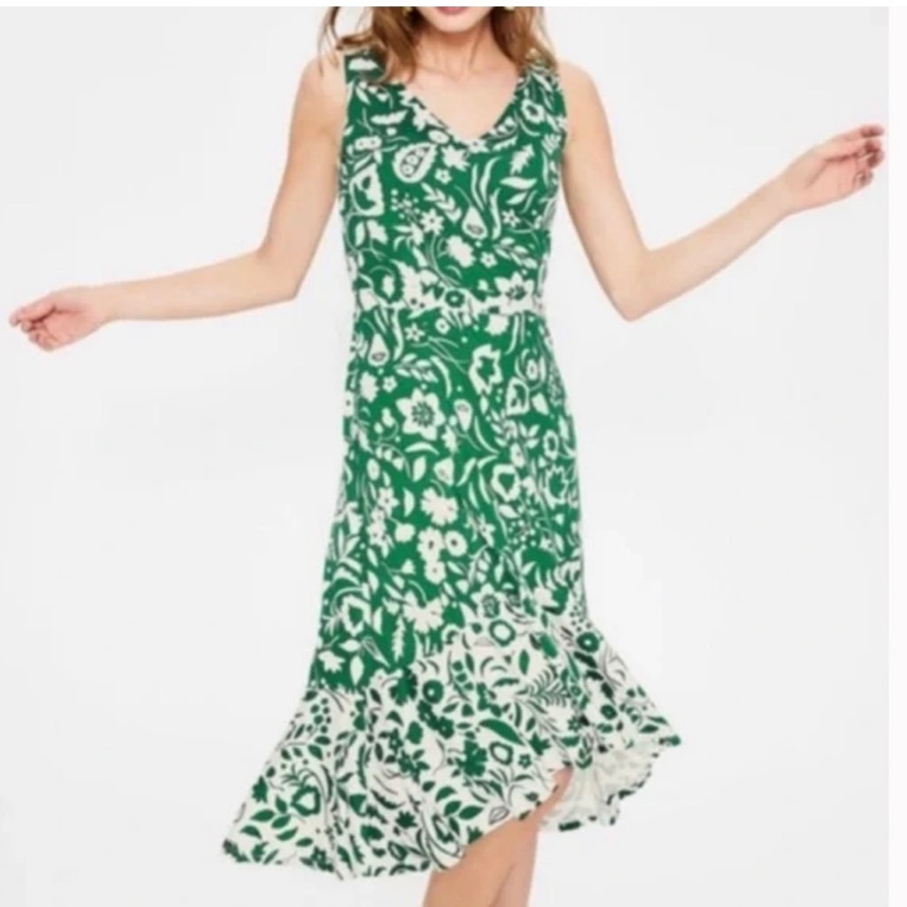 Boden Green Floral Summer Dress